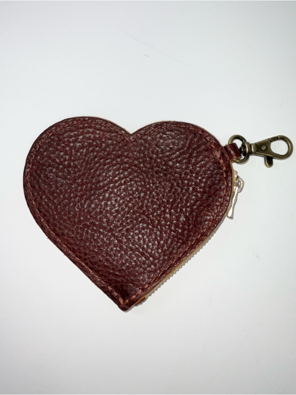 Portland Leather Heart Pouch in Nutmeg-NEW - Picture 2 of 5